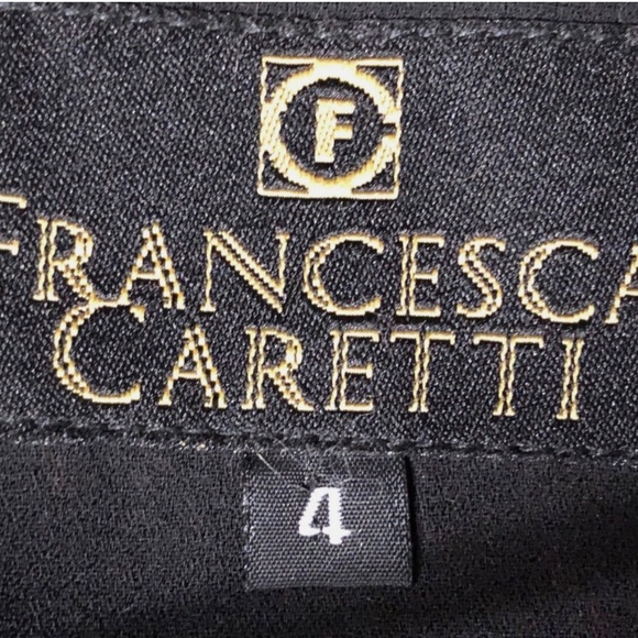 Y2K Francesca Caretti Black Red Floral Embroidered A-Line Midi Cocktail Dress~4~ - Picture 11 of 12